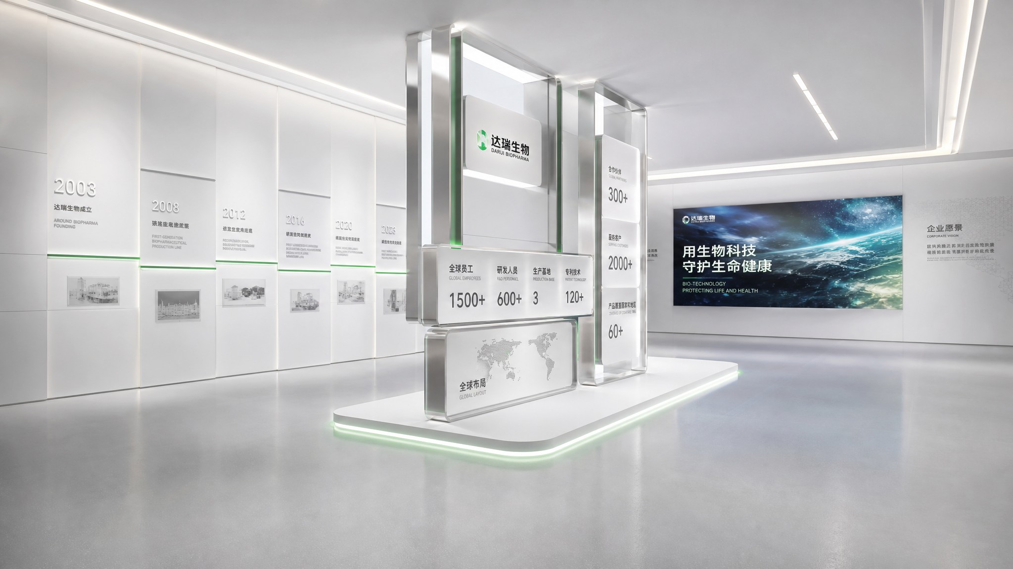 思威图数字项目案例|吉林国健妇幼350㎡干细胞科技展厅设计|合成生物展厅设计公司|企业展厅设计|肠道菌群展厅设计|科技展厅