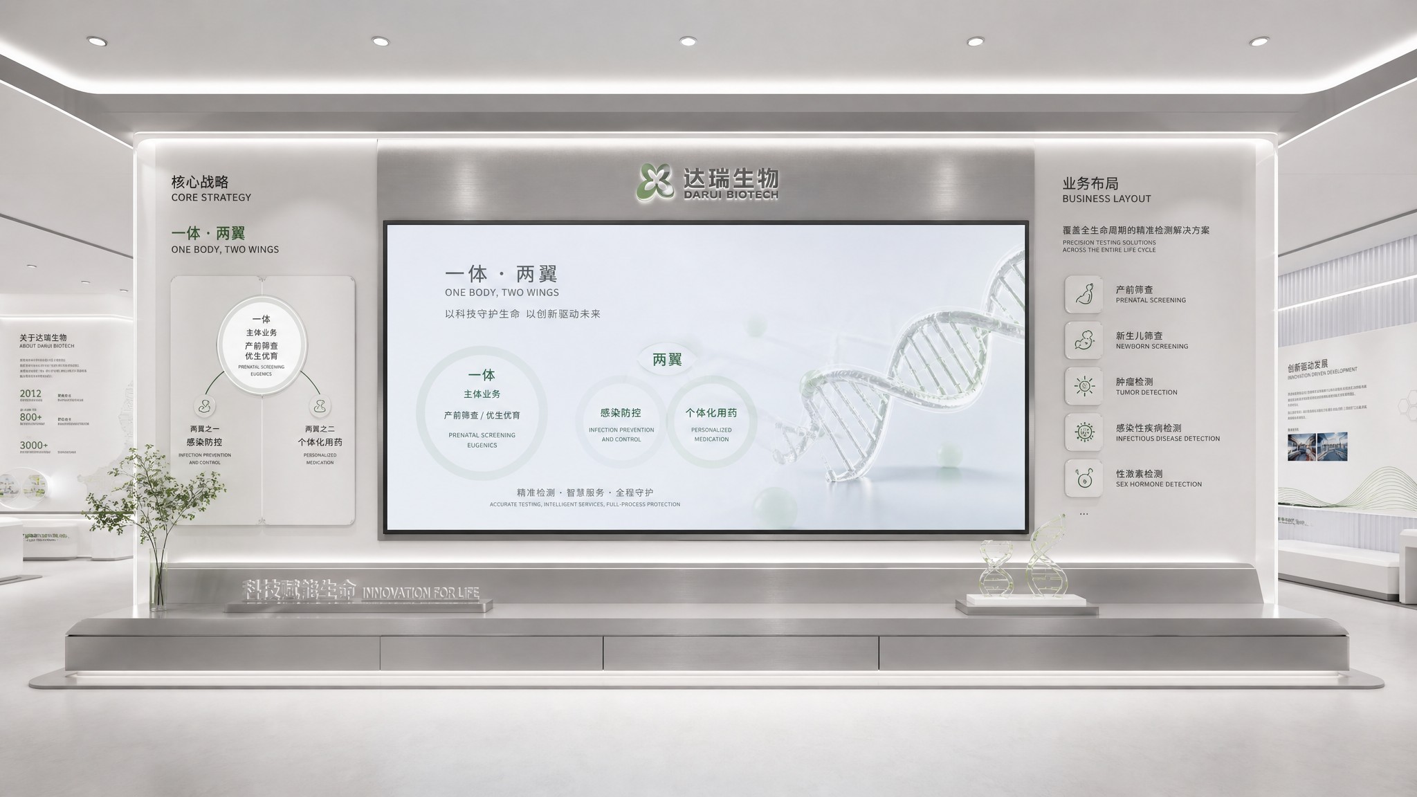 思威图数字:细胞光影沉浸式空间爆火!生物科技展厅如何用光影重构生命微观宇宙|干细胞展厅设计公司|企业展厅设计|肠道菌群展厅