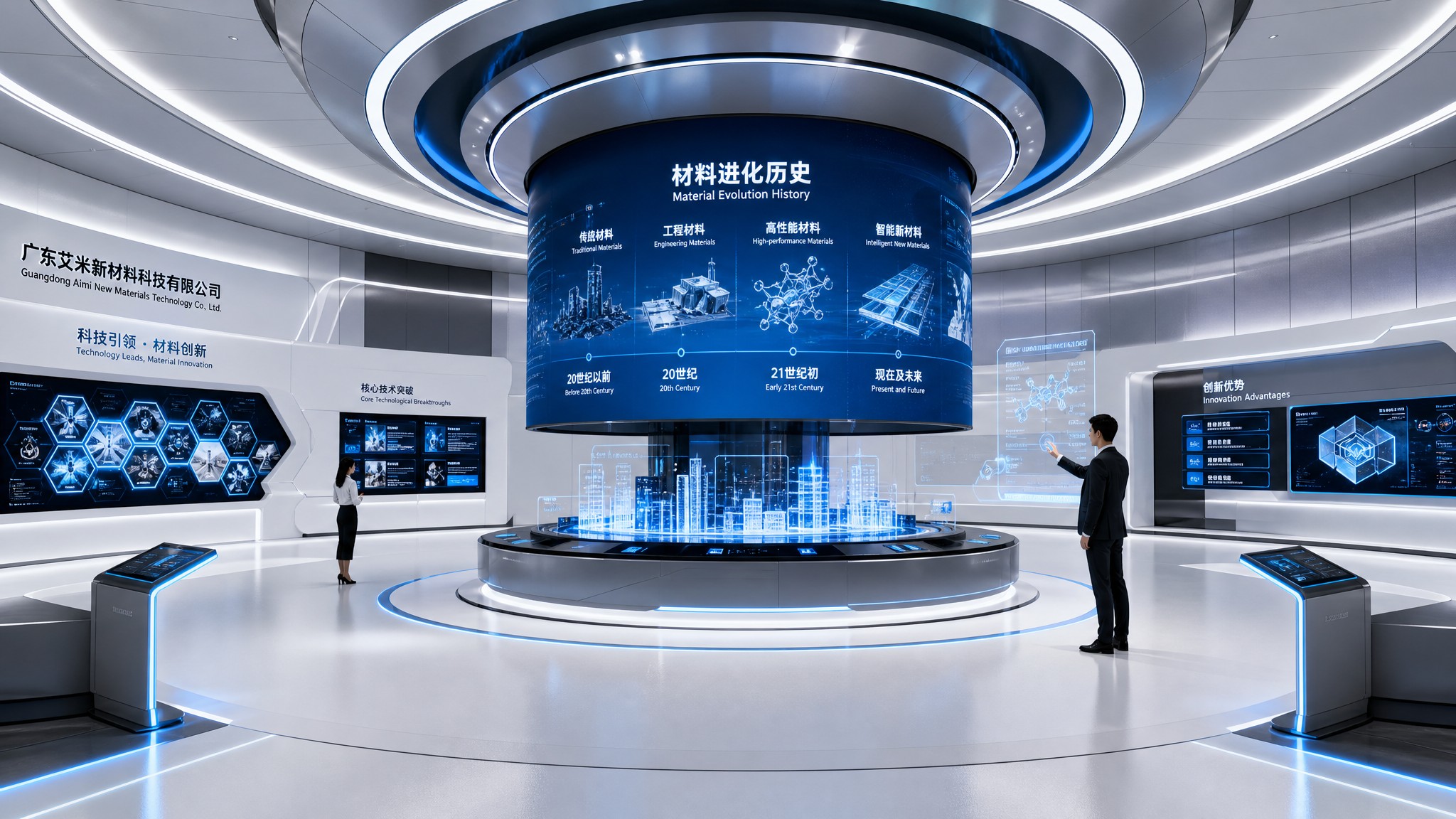 思威图数字800㎡金属科技风展厅设计|广东艾米新材料科技中心展陈方案|干细胞展厅设计公司|合成生物展厅设计|大健康肠道菌群展厅